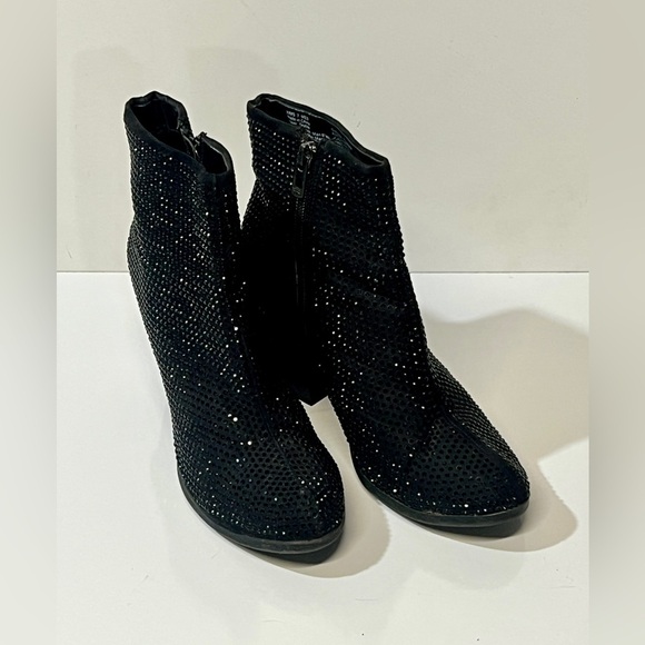 JUICY COUTURE Black sequin heeled ankle boots size 7 - Picture 1 of 7